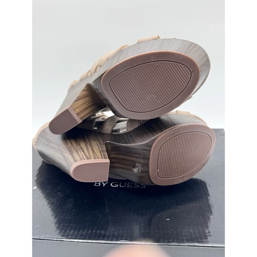 Y2K‎ G By Guess Shelton Tan Strap Platform Sandal Size 5.5M Brown Wood Platform